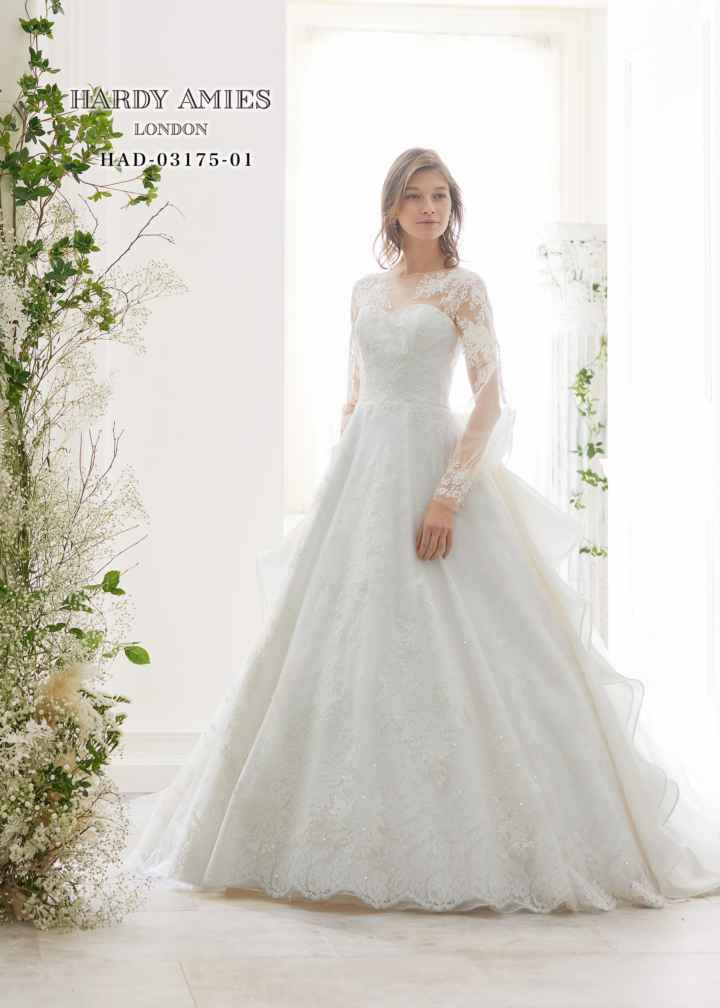 レース素材の上品Aラインドレスを着たエレガントな花嫁